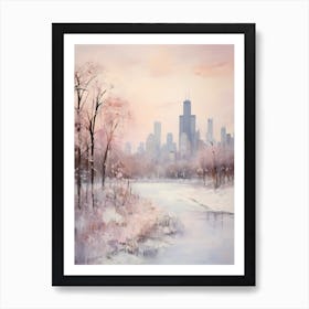 Dreamy Winter Painting Chicago Usa 1 Affiche