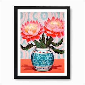 Cactus Painting Maximalist Still Life Gymnocalycium Cactus 2 Art Print