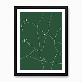 Find the Path Dark Green Minimalist Hiking Map Art Print