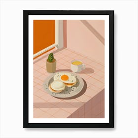 Pink Breakfast Food Eggs Benedict 1 Art Print