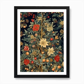 William Morris Style Christmas Tree 9 Art Print