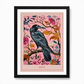 Floral Animal Painting Raven 3 Poster Art Print