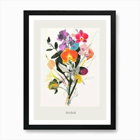 Orchid 2 Collage Flower Bouquet Poster Art Print