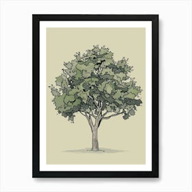 Walnut Tree Minimalistic Drawing 2 Art Print