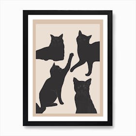 The Abstract Black Cats Art Print