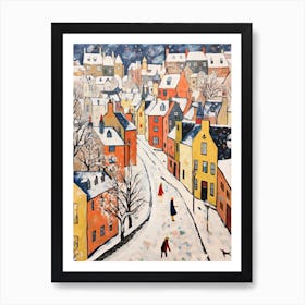 Winter Snow Edinburgh   Scotland Snow Illustration Art Print