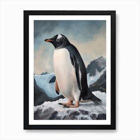 Adlie Penguin Grytviken Oil Painting 2 Art Print