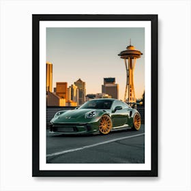 Green Porsche 911 Gts Art Print