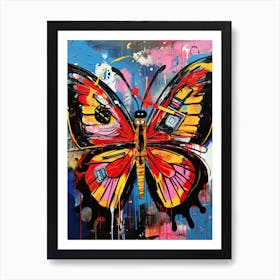 Colorful Butterfly in Basquiat's Style Art Print