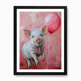 Cute Pig 3 With Balloon Art Print