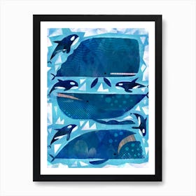Orcas and Whales Art Print