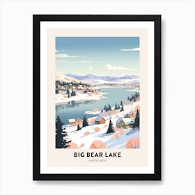 Vintage Winter Travel Poster Big Bear Lake California 1 Art Print