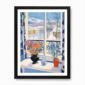 The Windowsill Of Zurich   Switzerland Snow Inspired By Matisse 1 Poster