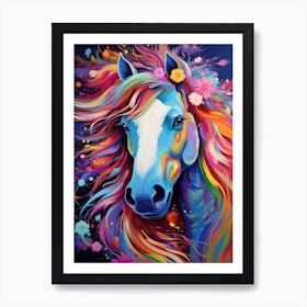 Colorful Horse Face Portrait Art Print