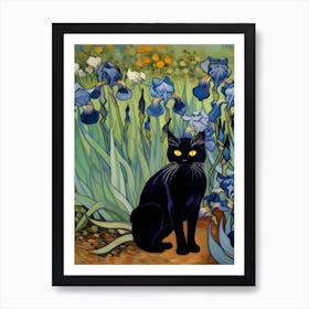 Irisis with black cat, Vincent van Gogh Art Print