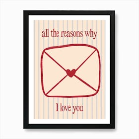 All The Reasons Why I Love You - Blue and Red Art Print