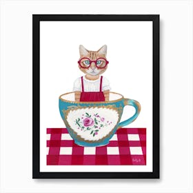 Ginger Cat In A Cup Art Print