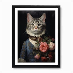 Cat In Medieval Clothing Rococo Style 4 Art Print