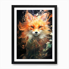 Cute Floral Fox 1 Art Print