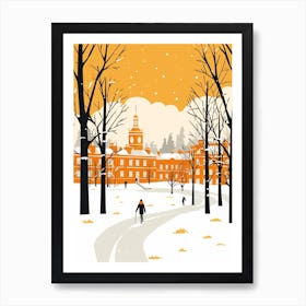 Retro Winter Illustration Cambridge United Kingdom 2 Art Print