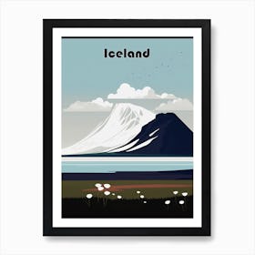 Vibes of Icelandic Mountains - Retro Travel Poster Art Print