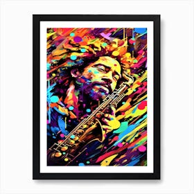 Jazz Haze- Sax Player In The Moment Art Print