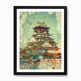 Osaka Castle Mid Century Modern 3 Art Print