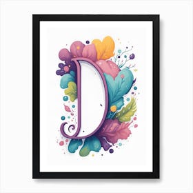 Colorful Letter D Illustration 21 Art Print