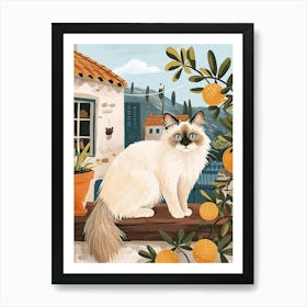 Birman Cat Storybook Illustration 4 Art Print