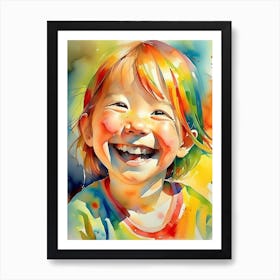 watercolor portrait of a joyful child 2 Art Print