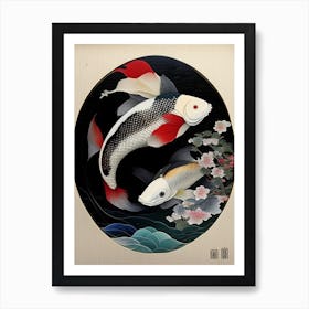 Fish Yin and Yang 4, Japanese Ukiyo E Style Art Print