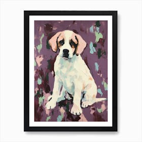 A Saint Bernard Dog Painting, Impressionist 2 Art Print