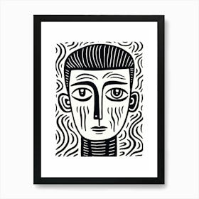 Tearful Face Wavy Lines Art Print