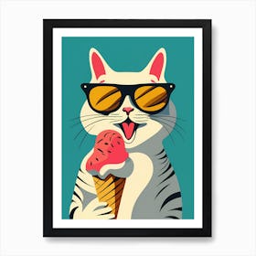Cat With Ice Cream Cone Art Print