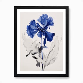 Blue Botanical Iris Art Print