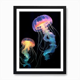 Sea Nettle Jellyfish Neon 5 Art Print