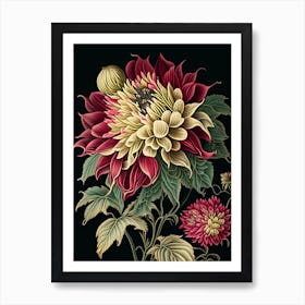 Dahlia 1 Floral Botanical Vintage Poster Flower Art Print