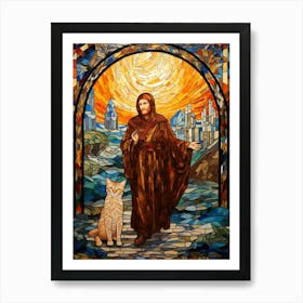 Monk & Cat Mosaic Art Print