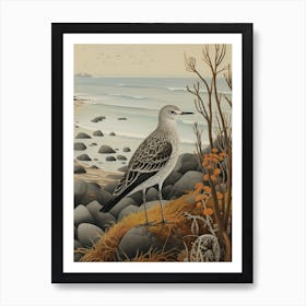 Dark And Moody Botanical Grey Plover 3 Art Print