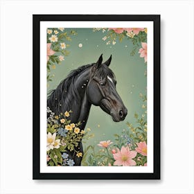 Black Beauty In Flowers no2 Art Print