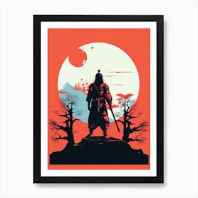 Sleek Samurai Shadows Art Print