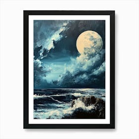 Full Moon Over The Ocean 1 Art Print