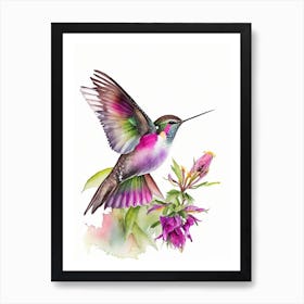 Black Chinned Hummingbird Cute Neon 1 Art Print