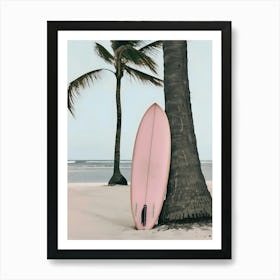 Pink Surfboard On The Beach 2 Art Print