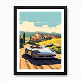 A Porsche 911 In The Tuscany Italy Illustration 3 Art Print