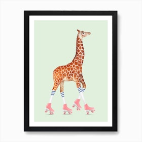 Rollerskating Giraffe Nursery Art Print