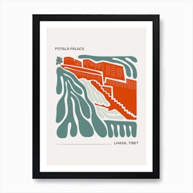 Potala Palace   Lhasa, Tibet, Warm Colours Illustration Travel Poster 2 Art Print