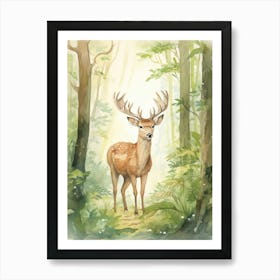 Storybook Animal Watercolour Elk 2 Art Print
