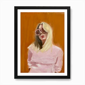 Girl In Pink Sunglasses Art Print