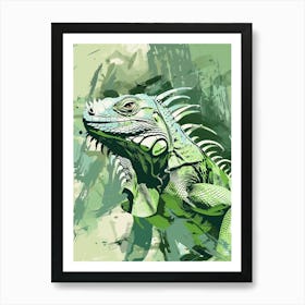 Green Iguana Modern Illustration 2 Art Print